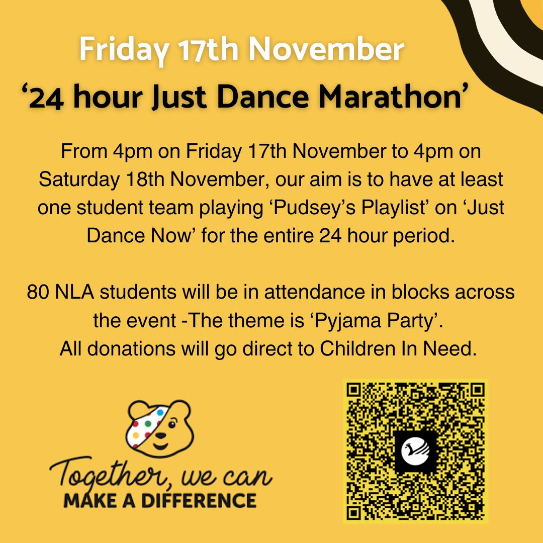 NorthLivAcademy's tweet photo. We're super excited for our 24 Hour Just Dance Marathon! ⭐  If you're feeling generous and want to support us, you can make a donation through this link ( All donations go to @BBCCiN ) .. now let's get our dancing shoes on! 🕺 
https://t.co/2OWNfV3oea https://t.co/bCRBssSacP