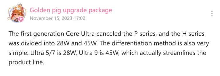 GamerJeffe36729's tweet image. 3️⃣ #SegmentationStrategy 🔍
Similar to Rocket Lake, this move echoes Intel&apos;s previous segmentation strategy,with two distinct tiers in Meteor Lake-H:Core Ultra 7 (28W) and Core Ultra 9 (45W),aiming at lightweight laptops and powerful workstations/gaming setups,respectively.
(3/4)