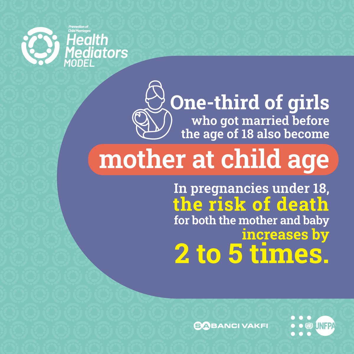unfpaturkiye's tweet image. #ChildMarriages;
- Shorten the lifespan of individuals,
- Cause lifelong serious health problems.

#HealthMediators struggle to end child marriages which is a violation of human rights and a crime.

#BEaMediator to end this social problem by reaching out to your circle!