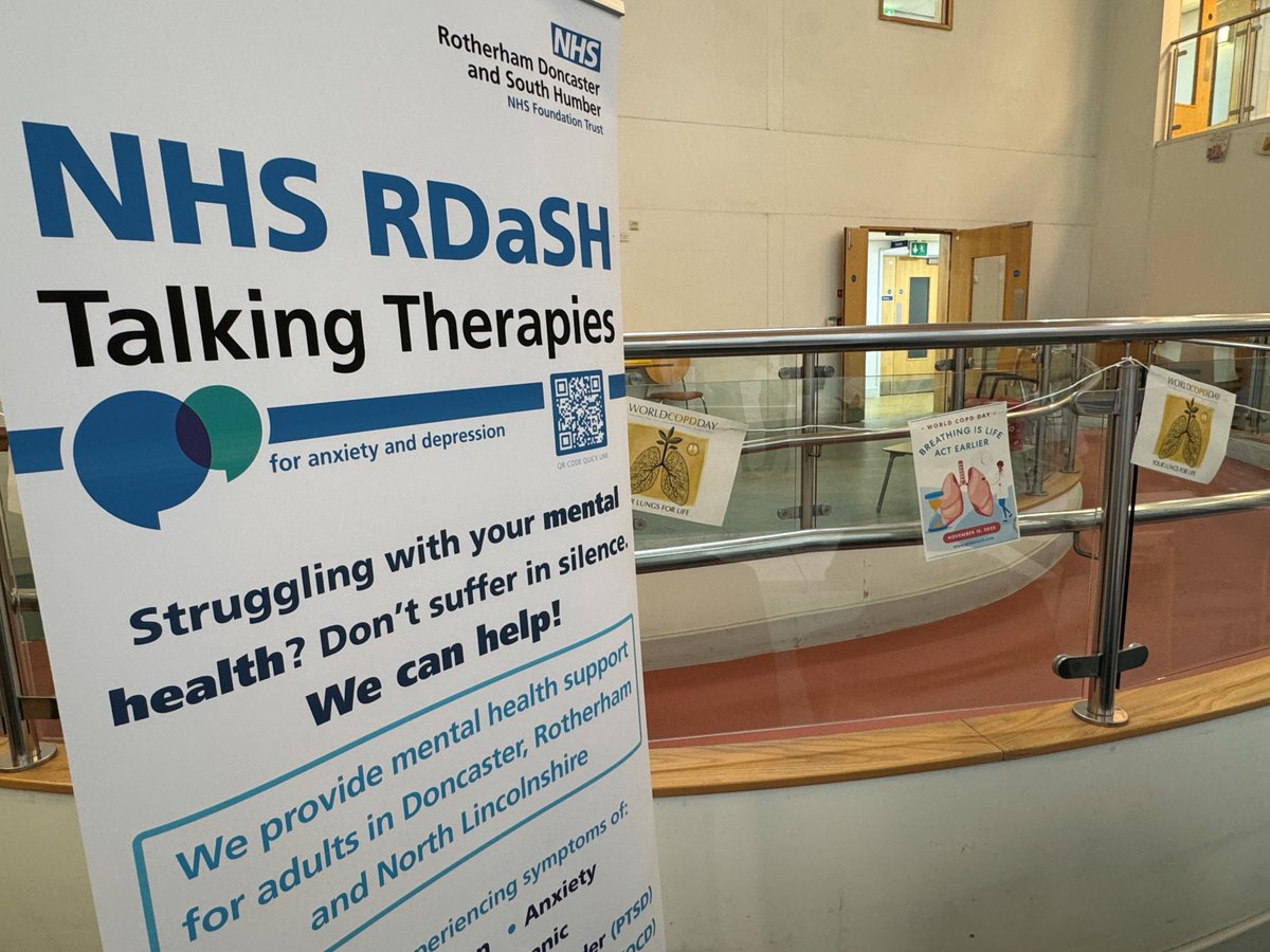 We've had a brilliant day marking World COPD Day at Breathing Space in Rotherham!

If you've got a long-term health condition, like COPD, and you're struggling with your mental health and wellbeing because of it, we can support you.

Self-refer at talkingtherapies.rdash.nhs.uk