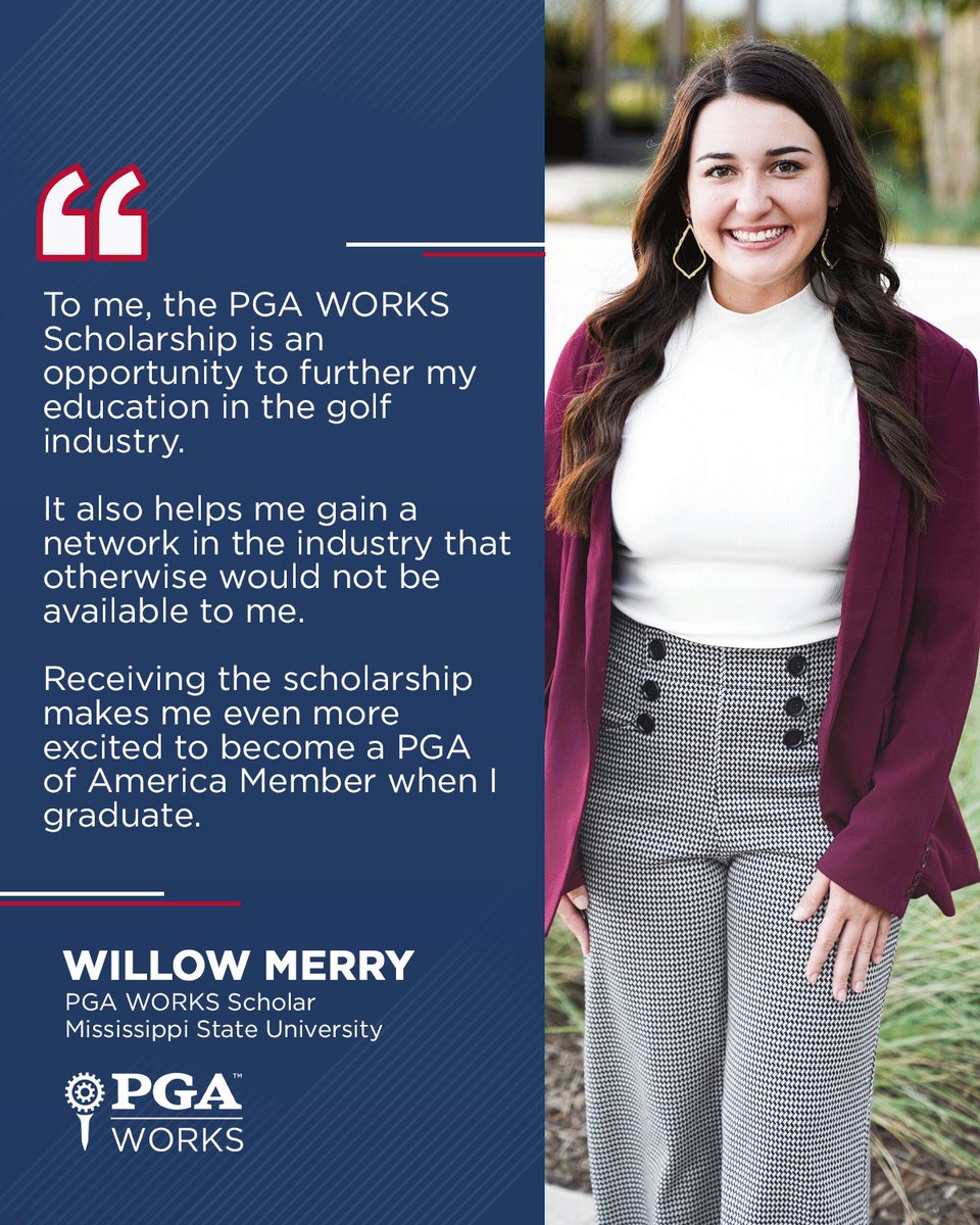 Expanding horizons. 🌅 For @MSUPGAGolfMgmt Senior Willow Merry, being a PGA WORKS Scholar has opened doors and created community. We're looking forward to watching her become an impactful Member of the @PGA of America!