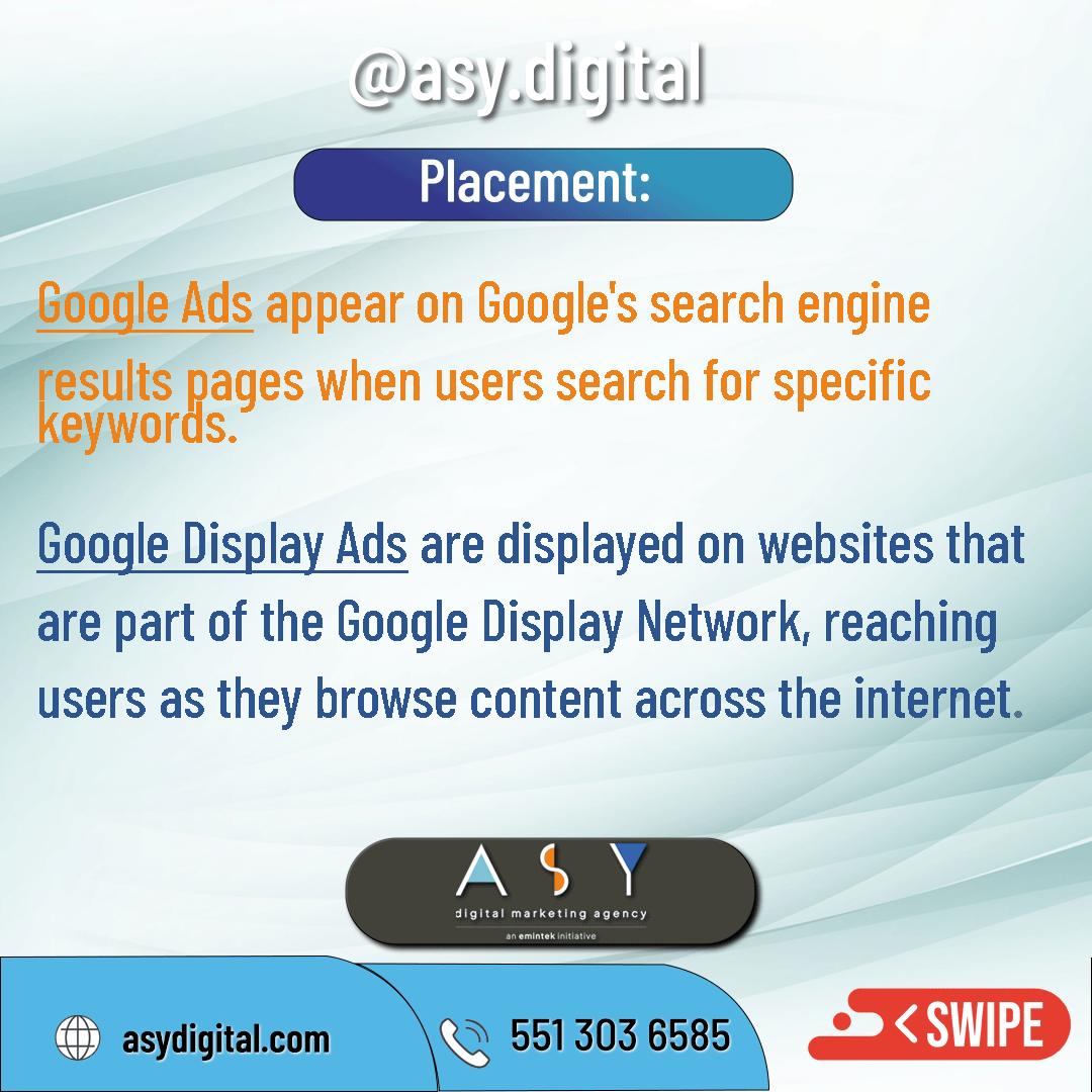 AsyDigital's tweet photo. With Google Ads, advertisers bid on specific keywords, Display Ads, on the other hand, is a part of the Google Ads platform but focuses on visual content. 
📱5513036585
💻 https://t.co/eVXBjaKrRl
#googleads #displayads #asydigital #DigitalMarketing https://t.co/X9nqMdG6TO