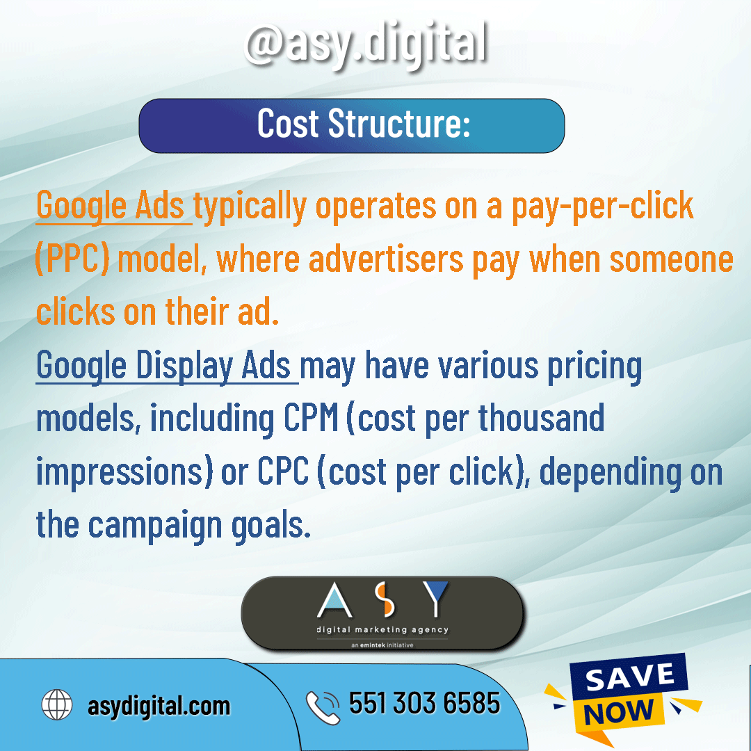 AsyDigital's tweet photo. With Google Ads, advertisers bid on specific keywords, Display Ads, on the other hand, is a part of the Google Ads platform but focuses on visual content. 
📱5513036585
💻 https://t.co/eVXBjaKrRl
#googleads #displayads #asydigital #DigitalMarketing https://t.co/X9nqMdG6TO