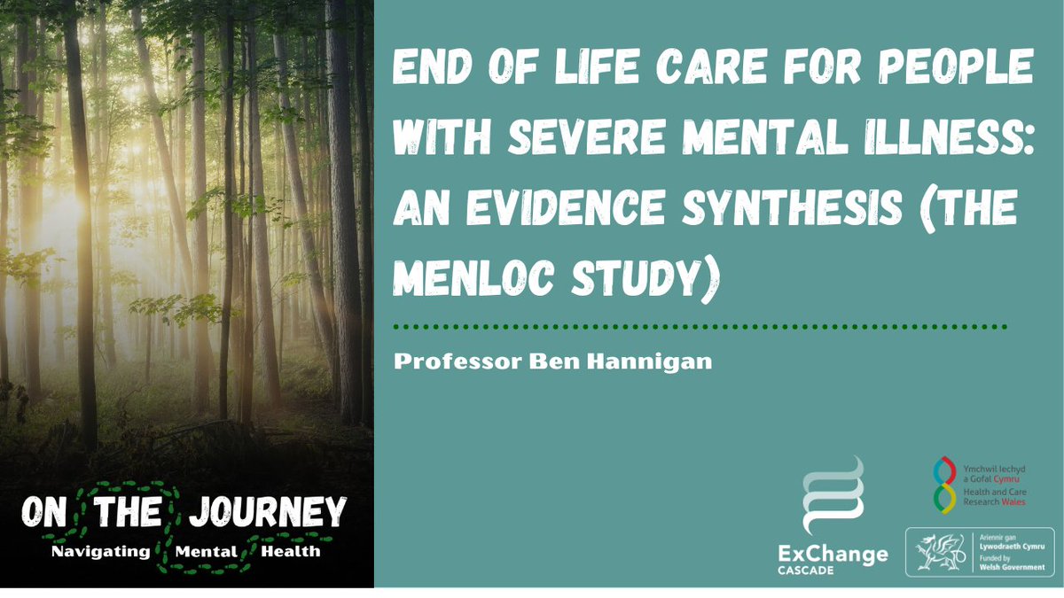Coming up: Prof. Ben Hannigan discusses key MENLOC study findings on end-of-life care for severe mental illnesses. 

Watch it tomorrow @ 12:30 
youtu.be/NEdszclD5NM
#EndOfLifeCare #MentalHealthInsights