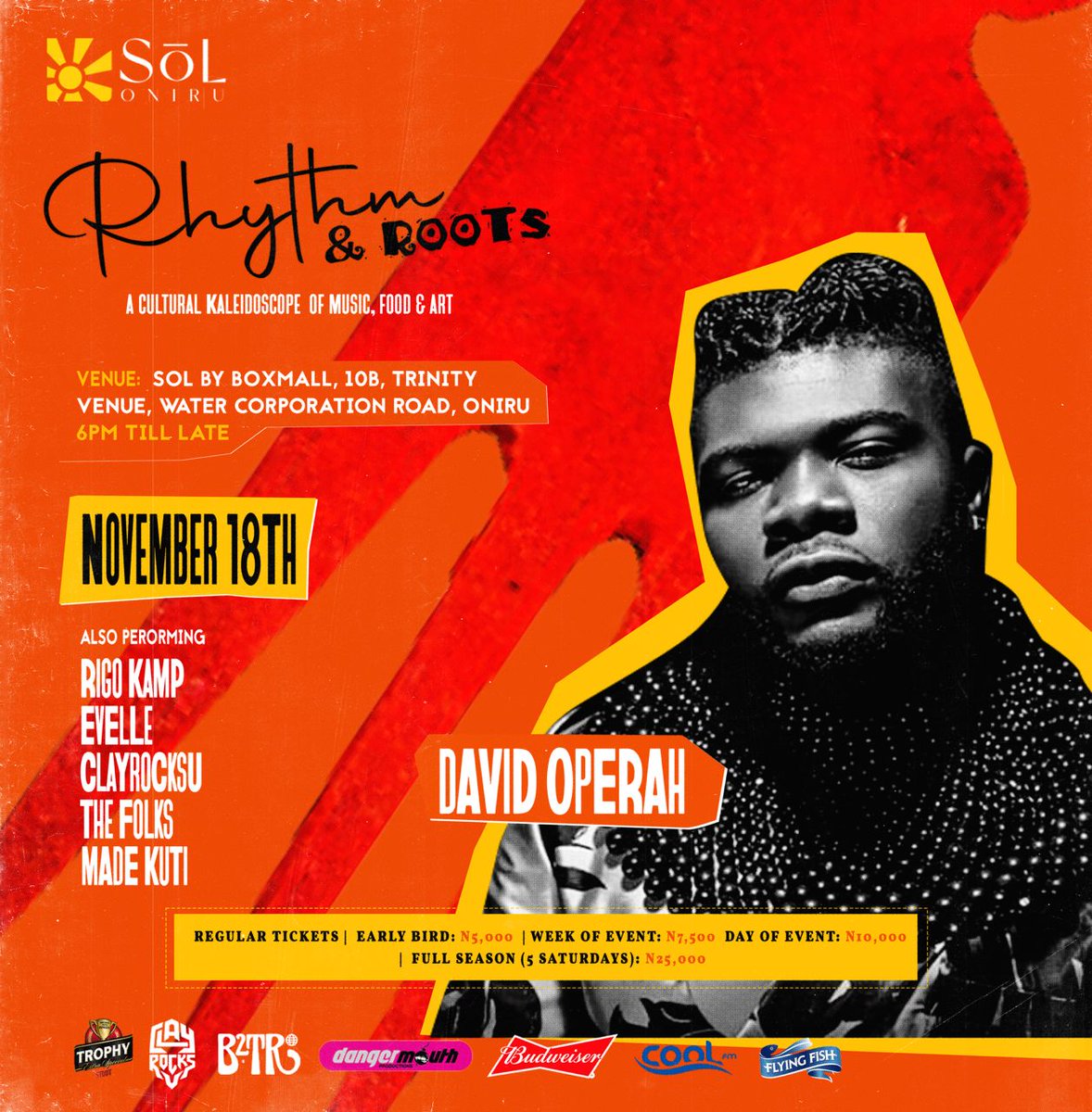 tokunboawo's tweet photo. Don't miss out on the exclusive opportunity to be a part of Rhythm and Roots at Sol Oniru.From Saturday, Nov 11th to Saturday,Dec 9th, let's come together to celebrate music, food, art, and the joys of life at this beautiful beach location. #Rhythmnroots23
https://t.co/6GIveBF4wC https://t.co/7yeqdd18p1
