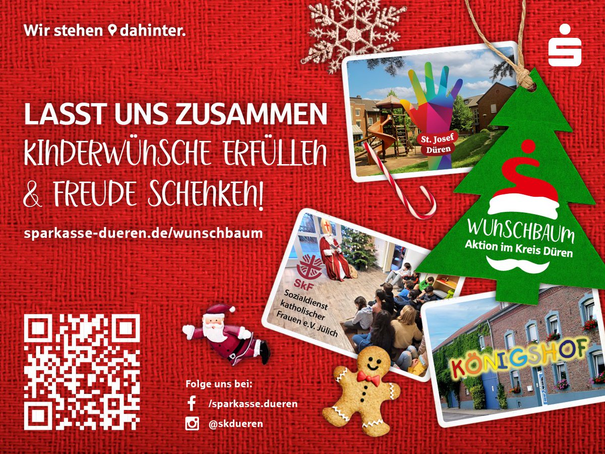Mit der Wunschbaum Aktion erfüllen wir gemeinsam Kinderwünsche. Mach mit: sparkasse-dueren.de/wunschbaum