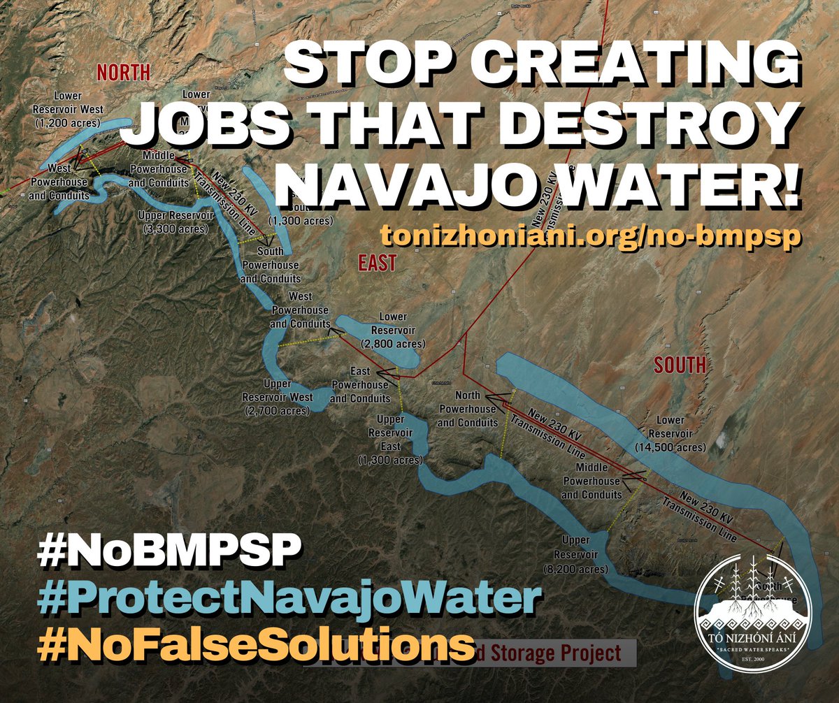 Did you know an energy company named Nature & People First wants to use 450,000 acre-feet of Navajo water to generate electricity that will be exported to cities hundreds of miles away? Check out the link in the comments. #NoBMPSP #ProtectNavajoWater #NoFalseSolutions #TóBeeIiná