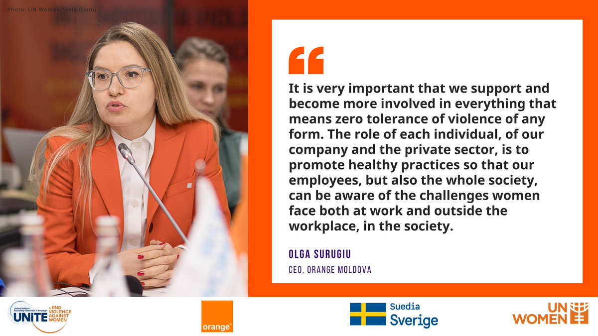 Private sector investments in workplace policies are crucial in ensuring women’s economic security and safety. Let's invest in the prevention of violence against women and girls! #16DaysOfActivism @OrangeMD @SurugiuOlga