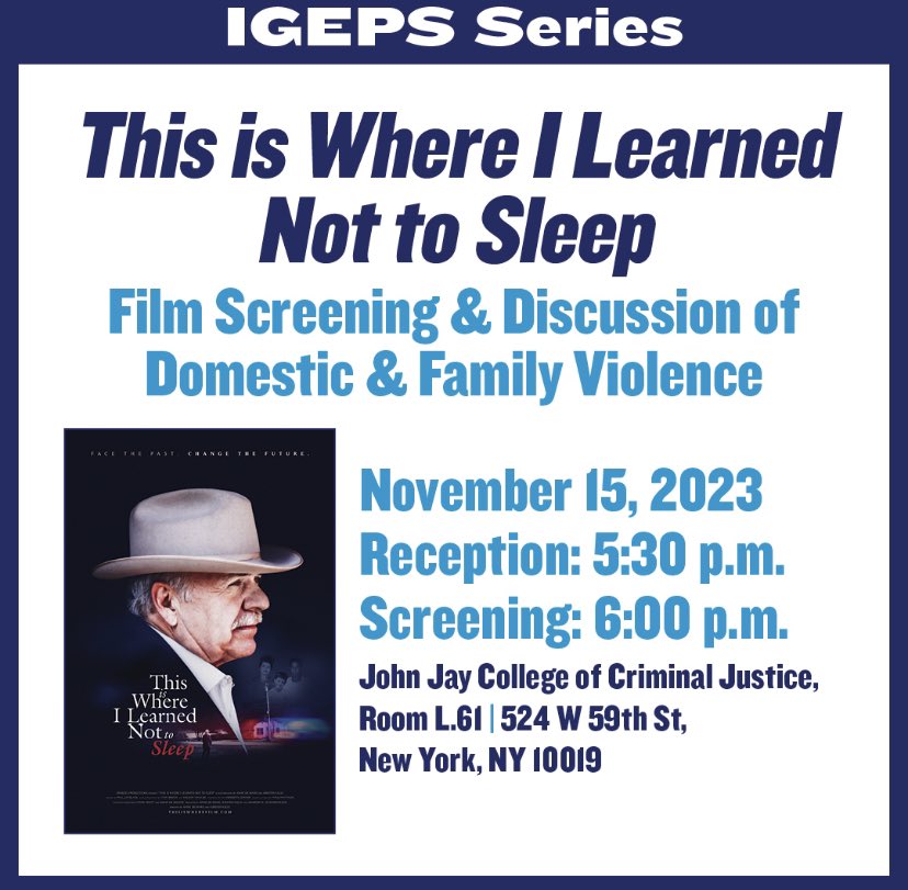 Initiative for Gender Equity in the Public Sector (@_igeps) on Twitter photo ** Join us tonight!!** “This is Where I Learn Not to Sleep” screening and discussion at 5:30pm in L61 <a href="/JJExtAffairs/">ExternalAffairs@JJAY</a> <a href="/JJAYGender/">Gender Studies</a> <a href="/GenderEquityNYC/">NYC Commission on Gender Equity</a> <a href="/nycendgbv/">Office to End Domestic and Gender-Based Violence</a> @thisiswherethedocfilm
Register here:forms.gle/azuXMw8V8Nst9e… ** Join us tonight!!** “This is Where I Learn Not to Sleep” screening and discussion at 5:30pm in L61 <a href="/JJExtAffairs/">ExternalAffairs@JJAY</a> <a href="/JJAYGender/">Gender Studies</a> <a href="/GenderEquityNYC/">NYC Commission on Gender Equity</a> <a href="/nycendgbv/">Office to End Domestic and Gender-Based Violence</a> @thisiswherethedocfilm
Register here:forms.gle/azuXMw8V8Nst9e…