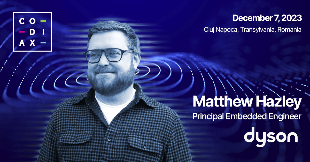 Get ready for an enlightening session at #Codiax2023 with @matthazley Principal Embedded Engineer at Dyson 👀. His career journey is an adventure, from 8-bit automotive firmware to high-frequency trading middleware and mastering beer brewing robots. 👌
