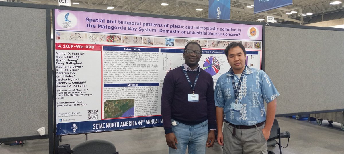 Oluniyi O. Fadare (Ph.D.) (@oofatherray) on Twitter photo It's poster day!
Stop by poster 98 to see our updated report on plastic pollution within the Matagorda Bay systems and our recommendations.
#SETAClouisville <a href="/SETAC_plastics/">SETAC Microplastics Interest Group</a> @SETAC It's poster day!
Stop by poster 98 to see our updated report on plastic pollution within the Matagorda Bay systems and our recommendations.
#SETAClouisville <a href="/SETAC_plastics/">SETAC Microplastics Interest Group</a> @SETAC