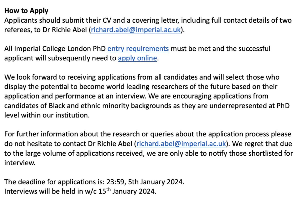 PhD in Musculoskeletal Health in Undergraduate Dance Students in a conservatoire setting @MSkLab1 has a 3.5-year funded #PhD with @rambertschool to evaluate the musculoskeletal health of dancers. Ping me for info Please share @imperialcollege @ImperialSandC @rambertschool