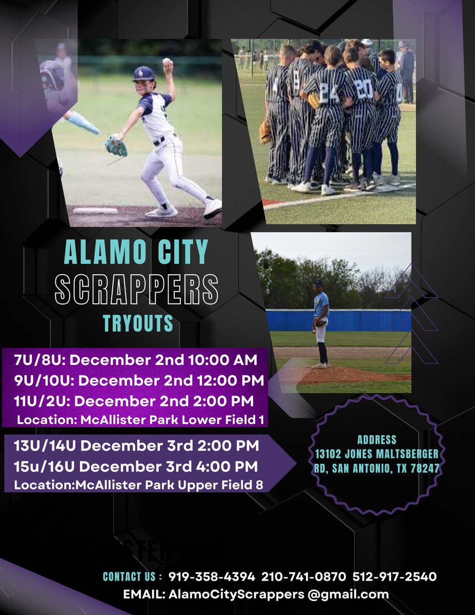 Come be apart of our growing Scrapper family for a fun/ competitive experience. If your looking to develop your child on and off the field this is the team for you. Our tryout form is in the link below hope to see you soon!

docs.google.com/forms/d/e/1FAI…