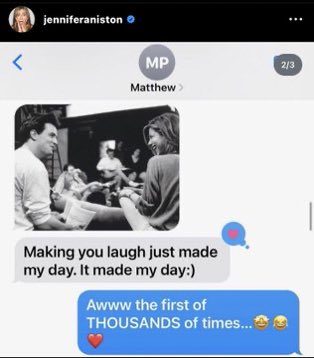 deadpoetstan's tweet photo. l’amicizia fra Jennifer Aniston e Matthew Perry la più bella e pura al mondo 

le parole d’amore di Jennifer per lui scaldano il cuore ❤️‍🩹 https://t.co/2DlkuDE5uO