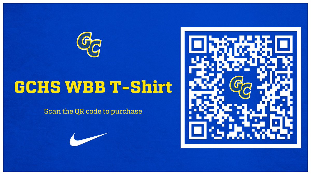 GCHSWomensBball's tweet photo. GCHS Women's Basketball have a new shirt available. Scan the QR code for details. #playgcbball https://t.co/bWL2GXdvNQ