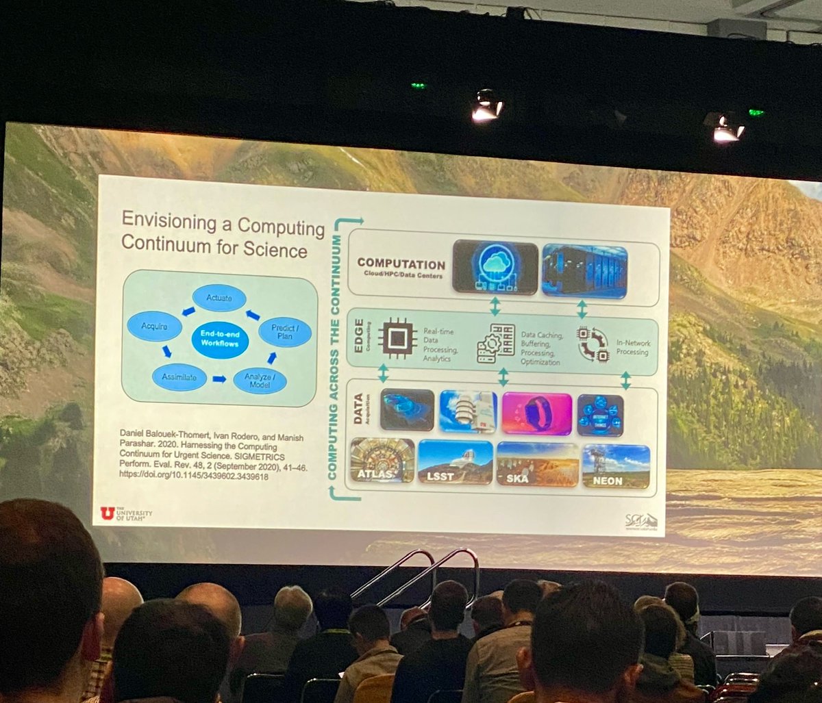 NicolaJFerrier's tweet photo. I spy a ⁦@sagecontinuum⁩ node in Manish Parashar’s Fernbach lecture ⁦@Supercomputing⁩ https://t.co/s7pEefJyoj