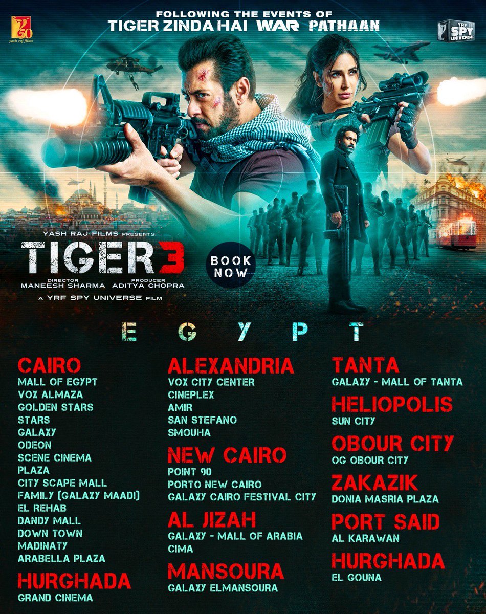 Celebrate #Tiger3 in theatres in Egypt! Watch it today!💥 

#YRF50 | #YRFSpyUniverse | #YRFInternational