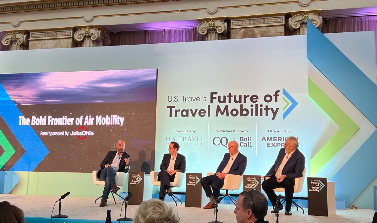Next was a robust panel on the bold frontier of air mobility with representatives from <a href="/flyarcher/"></a>, <a href="/VerticalAero/">Vertical Aerospace</a>, <a href="/AviationWeek/">Aviation Week</a>, and BETA Technologies! #FOTM23 <a href="/USTravel/">U.S. Travel</a>