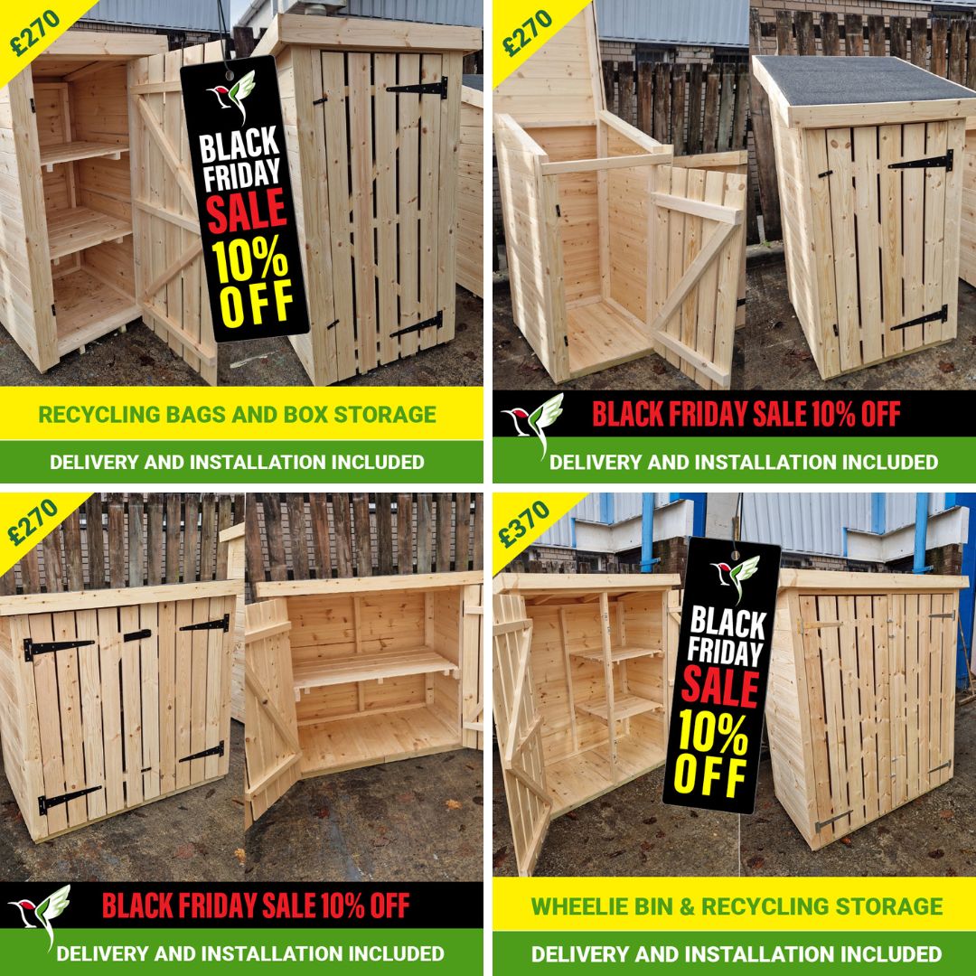 Premium Quality Storage Solutions with 10% Off!

♻️ recycling bags and box storage - £270
🗑️ wheelie bin storage
📦 recycling bags, boxes and wheelie bin storage 

#blackfriday #garden #gardenstorage #binstorage #timber #wood #gardendesign #gardenaddiction #landscape #wales