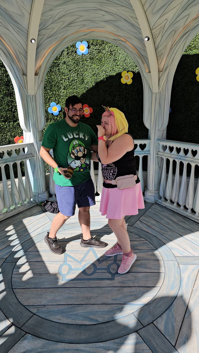 PixelSSB's tweet image. I got engaged at Nintendo world under Princess Peaches Arch🩷 11/9/23 💍🩷