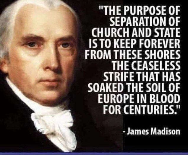 QuestBlackbeard's tweet photo. #MAGAMike Johnson is NOT a Christian... unless a "christian" is someone who blatantly lies to get what he wants.. calling #ChurchStateSeparation a "misnomer"?? James Madison never misspoke! Johnson is a criminal @GOP terrorist.. nothing more or less. https://t.co/B3Uxl69iqL