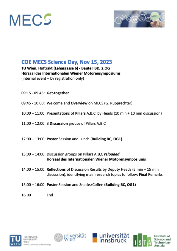 COE_MECS's tweet photo. 1st MECS Science Day.  Exciting discussions #Science #EnergyStorage #Materials #ClusterOfExcellence @FWF_at @tu_wien https://t.co/LdAj1Mwea3