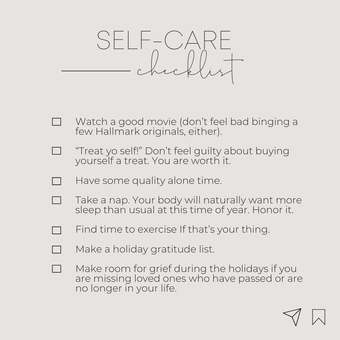 Save this post for later, or share it with someone who could use it. 

#HolidaySelfCare #SelfLoveJourney #SeasonalWellness #TreatYoSelf #RelaxandRecharge #GratitudeMoments #MindfulHolidays #HealthyHolidayHabits #GriefandReflection #ShareTheCalm