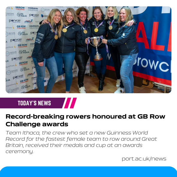 Read about the @GBRow2023 presentation evening, which honoured the achievement of six women who rowed all the way around Great Britain! 🏅 🏆 They also collected vital ocean data for @portsmouthuni scientists 🌊 🦐 🐠 🦈🔬 Congrats @TeamIthaca! 👏 bit.ly/3G1Q8Aq