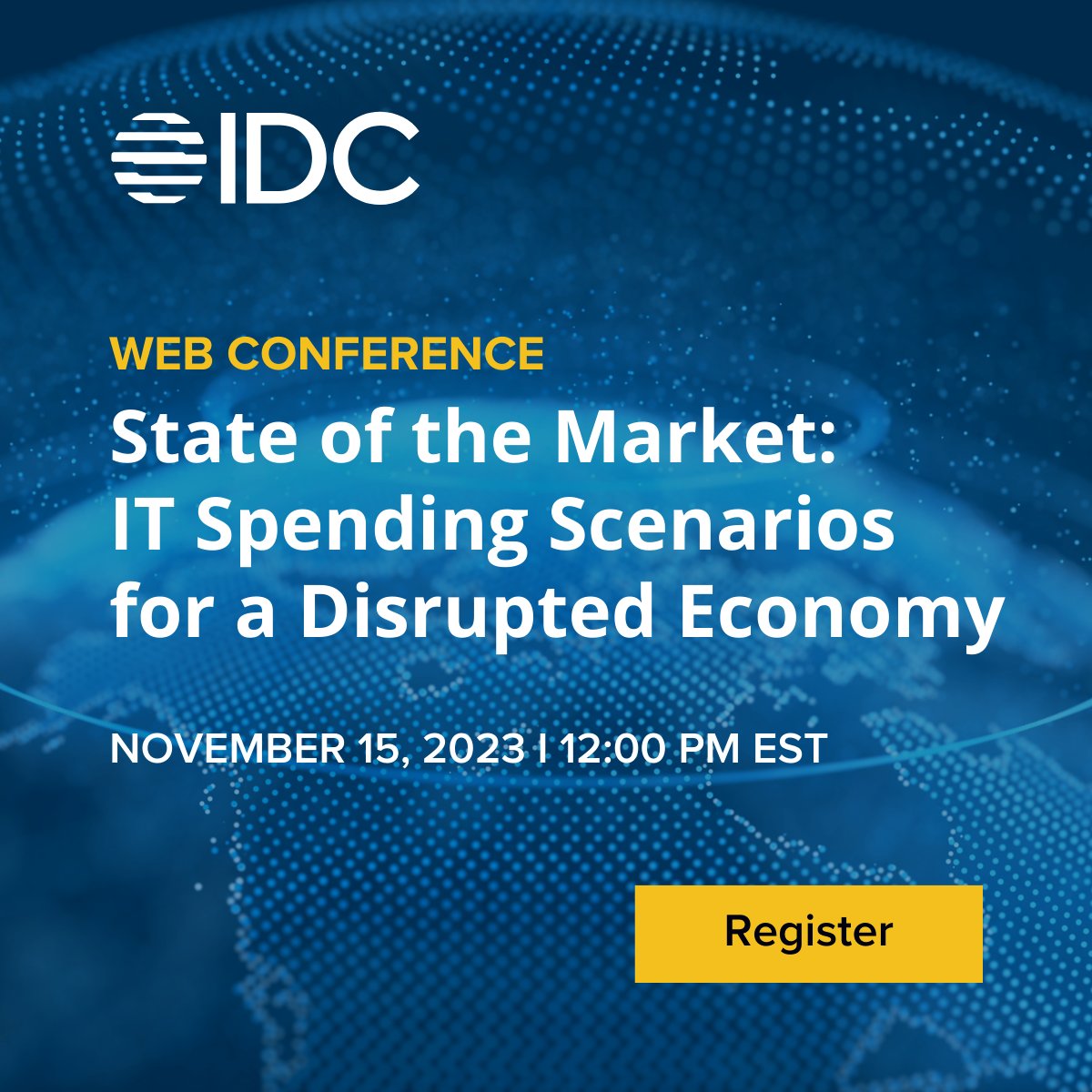 IDC's tweet photo. STARTING SOON! Don't miss your chance to gain invaluable insights at our 𝗜𝗧 𝗦𝗽𝗲𝗻𝗱𝗶𝗻𝗴 𝗦𝗰𝗲𝗻𝗮𝗿𝗶𝗼𝘀 𝗳𝗼𝗿 𝗮 𝗗𝗶𝘀𝗿𝘂𝗽𝘁𝗲𝗱 𝗘𝗰𝗼𝗻𝗼𝗺𝘆 webcast today at noon EST. Register now: https://t.co/3VVBtKPtvC

#recession #ITbudgets #economy #webinar https://t.co/FOicdy49lY