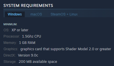 NinaStrass's tweet photo. you know a game is gonna be good when the minimum requirement for it is Windows XP 😭 https://t.co/Q5rKQVO8cq