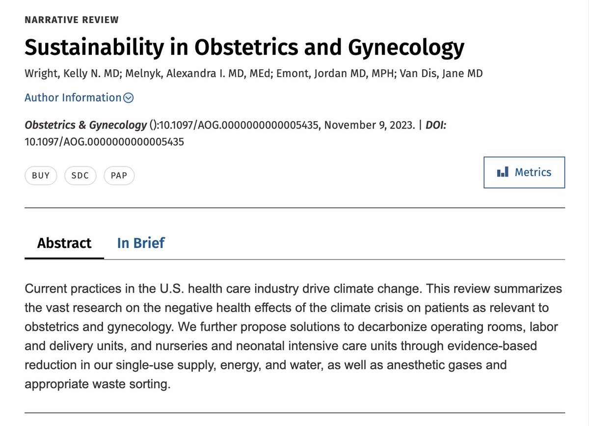 calling all OB/GYNs! this review is a must read on Sustainability in our field. Time to drastically reduce our carbon footprint. There will be no equity without sustainability. Thank you for writing this @MigsRunner @janevandis @drjordanemont of @ColumbiaOBGYN @dralimelnyk