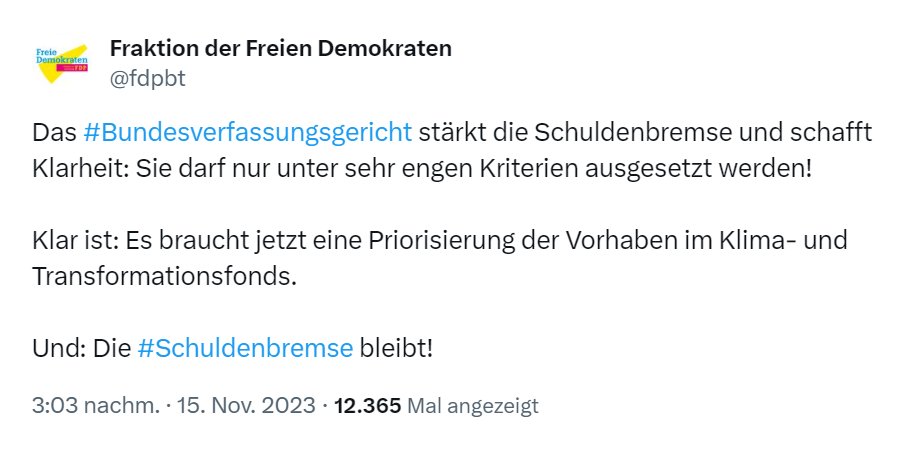 CSU im Bundestag (@csu_bt) on Twitter photo Liebe <a href="/fdpbt/">Fraktion der Freien Demokraten</a>, färbt der links-grüne Realitätsverlust endgültig auf euch ab? Scheint, als wärt Ihr mittlerweile so vergesslich, wie der Bundeskanzler bei Cum Ex. Ihr wart es, die die Schuldenbremse betrügen wolltet. Diese Klatsche vom #BVerfG ist Eure Klatsche!🤦♂️ Liebe <a href="/fdpbt/">Fraktion der Freien Demokraten</a>, färbt der links-grüne Realitätsverlust endgültig auf euch ab? Scheint, als wärt Ihr mittlerweile so vergesslich, wie der Bundeskanzler bei Cum Ex. Ihr wart es, die die Schuldenbremse betrügen wolltet. Diese Klatsche vom #BVerfG ist Eure Klatsche!🤦♂️