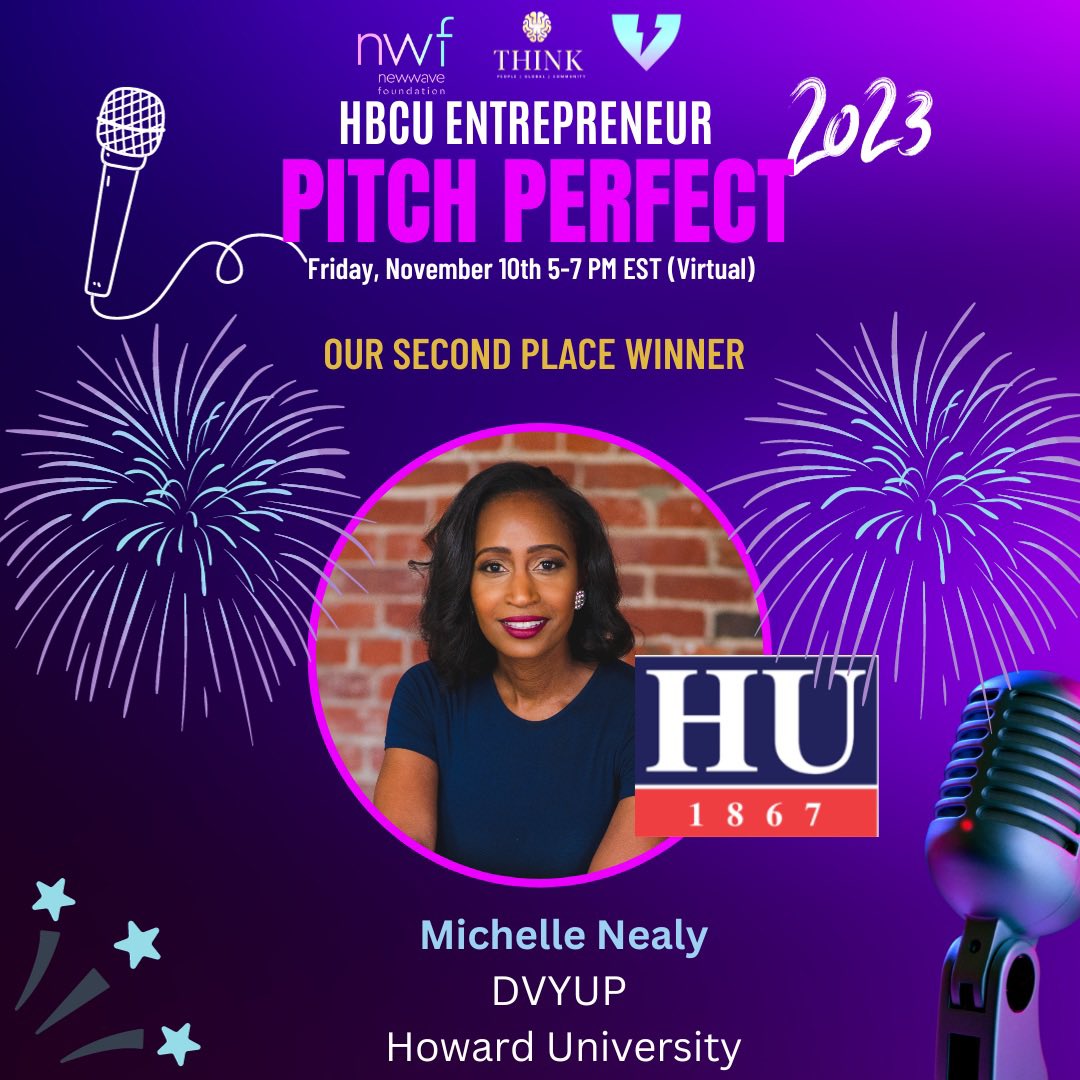 venture4them's tweet photo. Congratulations to our 2nd Place Winner of Pitch Perfect!! 🏆 🎉 

Michelle Nealy (@michellejanaye)
is the CEO and Founder of DvyUp (@DvyUp_Investing)
representing @HowardU 

DvyUp is a group investment platform that leverages blockchain technology https://t.co/dg7F83lxMh