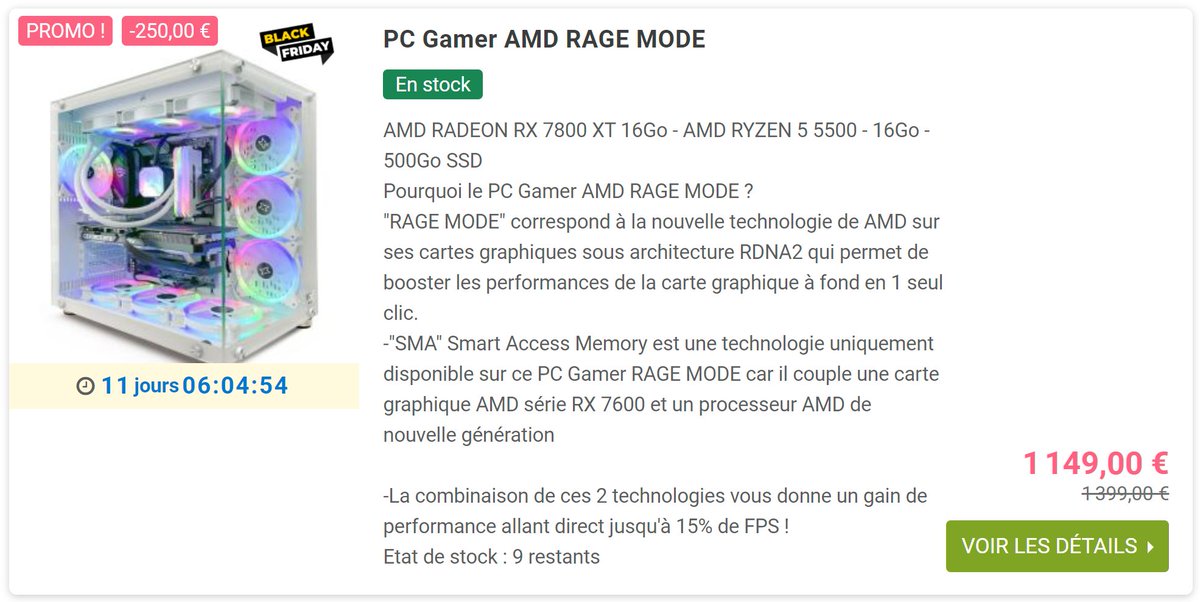 Aller, on monte en gamme de PC gamer avec l'AMD RAGE MODE à moins de 1150€ !! De quoi être tranquille sur une majorité de jeux là 😎 ➡️ powerlab.fr/pc-gaming/1219…