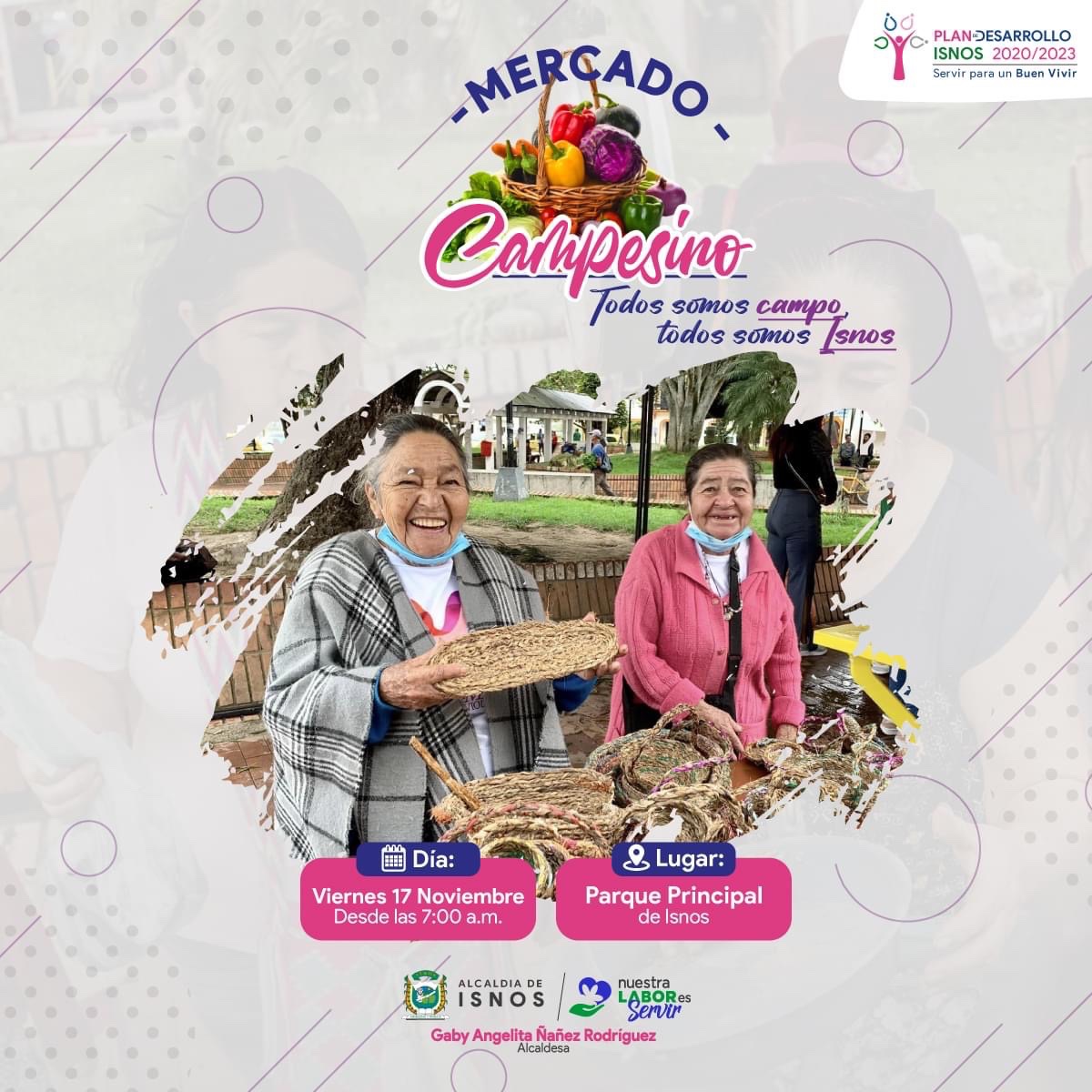 alcaldiadeisnos's tweet photo. #MercadoCampesino 🌾🍇 | ¡Descubre la esencia de nuestra tierra en el Mercado Campesino "Todos somos campo, todos somos Isnos".

Te esperamos el viernes 17 de noviembre en el Parque Principal a partir de las 07:00 a.m. #AlcaldíaDeIsnos #NuestraLaborEsServir https://t.co/Qaz7jmxwRB