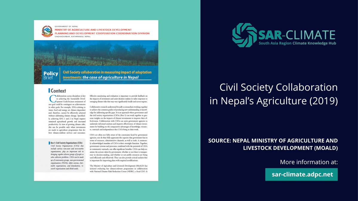 SAR_Climate's tweet photo. Projections of economic losses in #agriculture due to #climatechange in #Nepal are alarming and if unaddressed, its threats will only exacerbate the problems. @Hello_MOALD 

Learn more: https://t.co/8Ij0tw0nRF https://t.co/4pEzIg8HiU