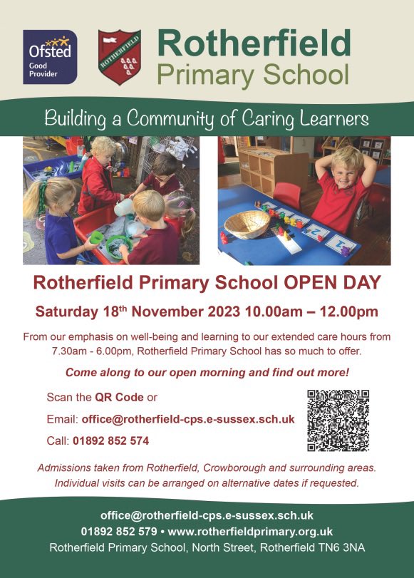 Come along to our open morning on Saturday- we would love to share our school with you #rotherfield #crowborough