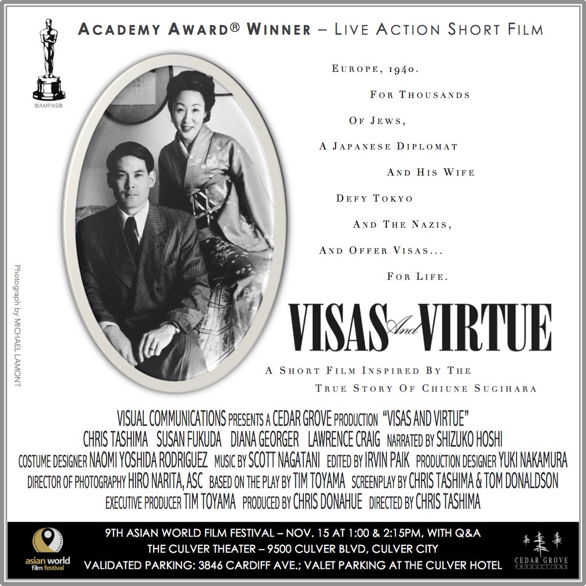 christashima's tweet photo. Looking forward to seeing everyone TODAY (Nov.15), at the 9th @asianworldff, @CulverTheater, 9500 Culver Blvd. Showtimes—1pm &amp; 2:15pm❗️ See it on the big screen❗️PARKING INFO—Validated garage: 3846 Cardiff Ave.; Valet: @Culver_Hotel. Prepare for rain☔️ #awff2023 #shortfilms https://t.co/m9EJjfF8zA
