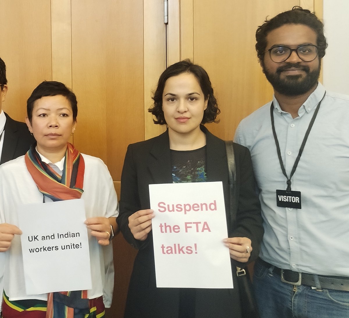 With @TradeJusticeMov and @NadiaWhittomeMP, we had a parliamentary briefing today on why the UK-India Free Trade talks should be suspended. Here is Nadia with @pkolluguri of ILS (right) and (left) Lun Fitton from @UnauWelfareInt, who spoke movingly on the situation in Manipur.