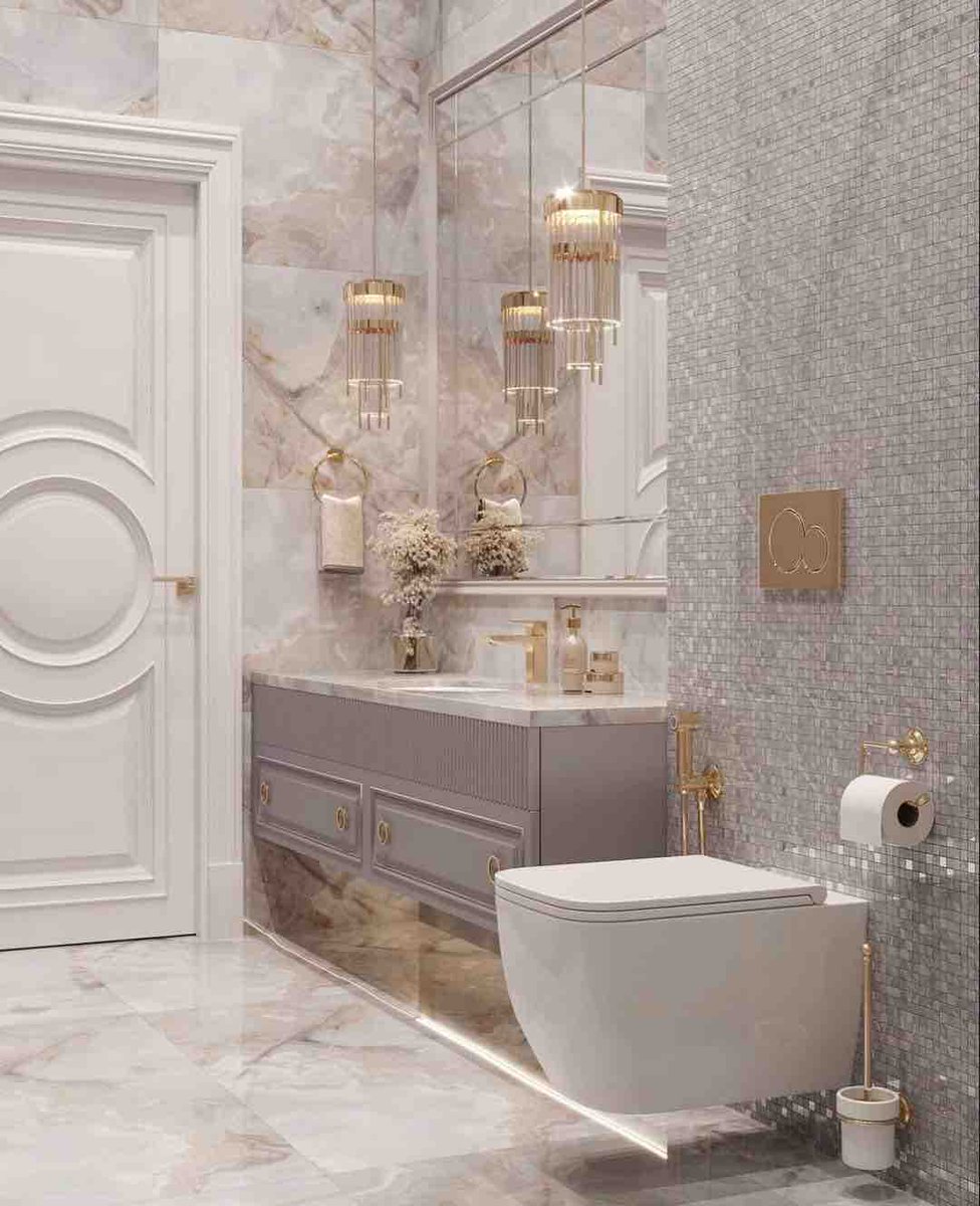 ProBuiltBuilder's tweet image. Elegance unveiled: Opulent textures, modern design, and lavish details redefine luxury in this exquisite high-end bathroom retreat. ✨🚿 #Bathroomdesign