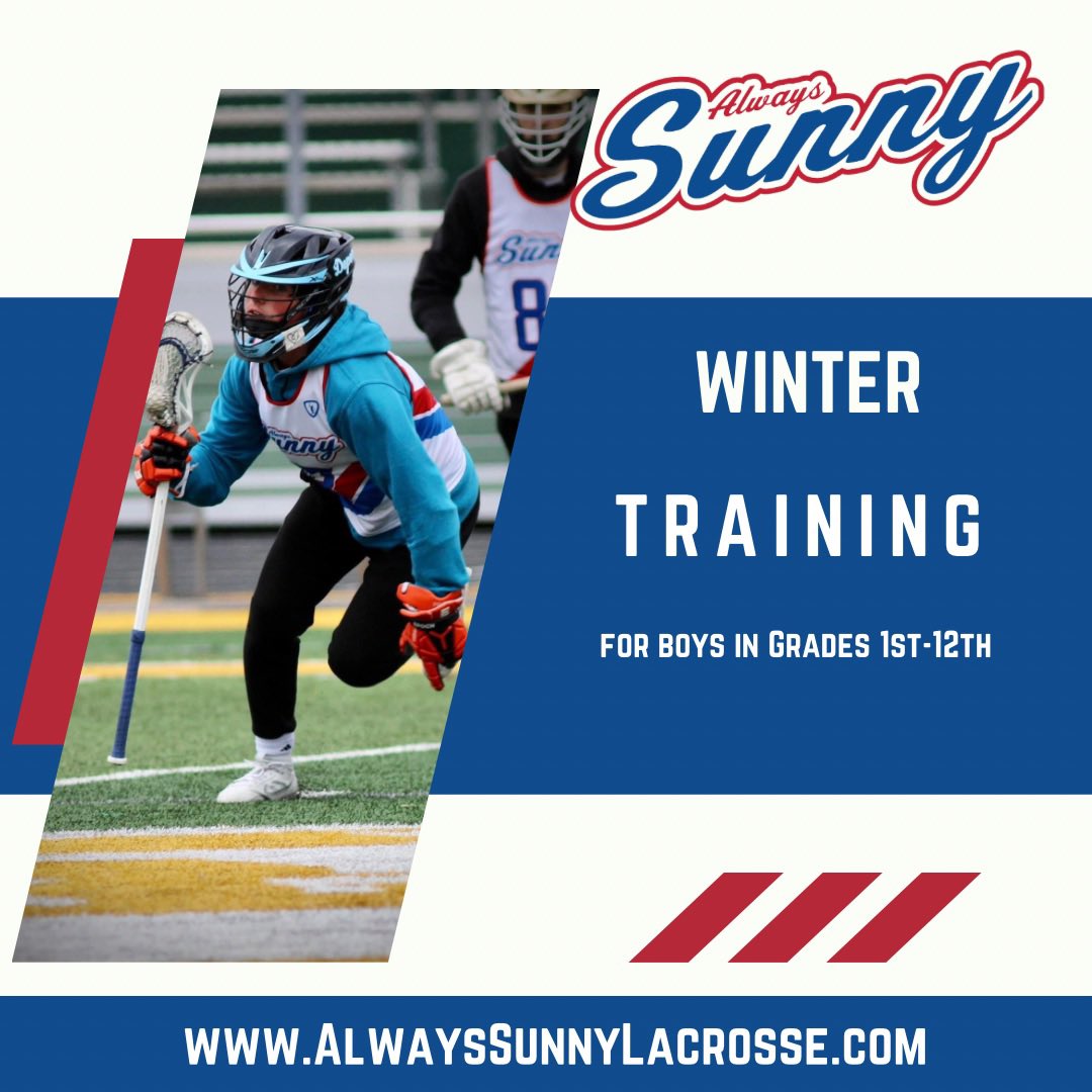 Registration is now open for our Winter Training session for players in grades 1st-12th 🥍. Visit our website AlwaysSunnyLacrosse.com to register.