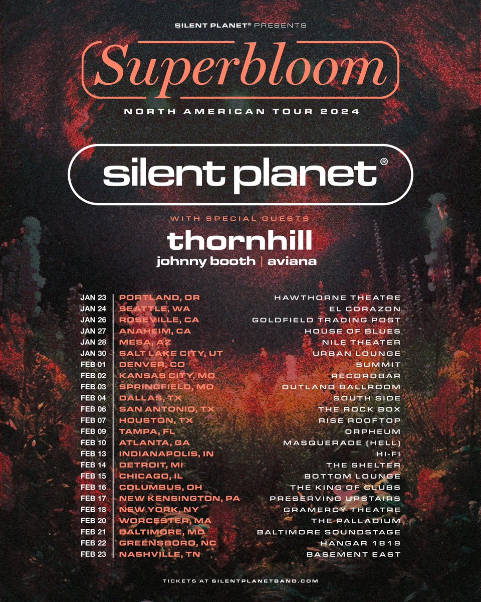 Starting 2024 off right! Hitting the road in support of @SLNTPLNT w/ @thornhillmelb and @avianaswe SEE YOU OUT THERE 🎟️ Available this Friday!