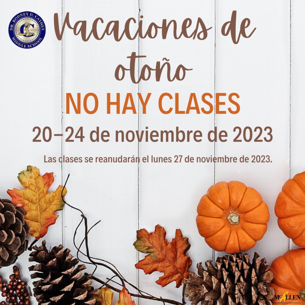 cobras047's tweet image. 🍂 Fall Break Alert! 🍁 Enjoy some well-deserved downtime from Nov. 20-24. Classes resume on Nov. 27. 📚✨ #FallBreak #TimeToRelax