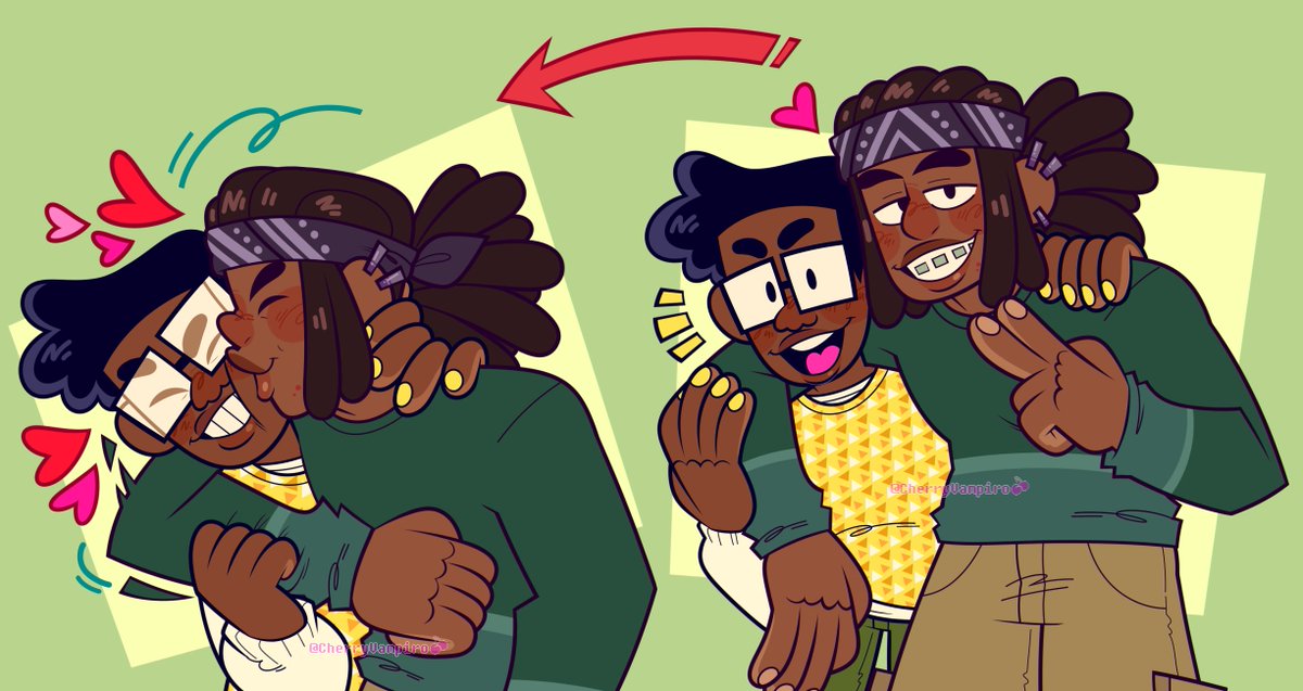 CherryVampiro's tweet photo. Day 4: (Favorite Pair)/Group 💛💚 If you know me you probably already knew who I was gonna draw this day lol: Craig &amp; Omar!!! I really love their dynamic/commitment to each other 🫶🏽😊💕
[ #CotcWeek23 #CraigoftheCreek #COTC ] https://t.co/utDMkLSbSw