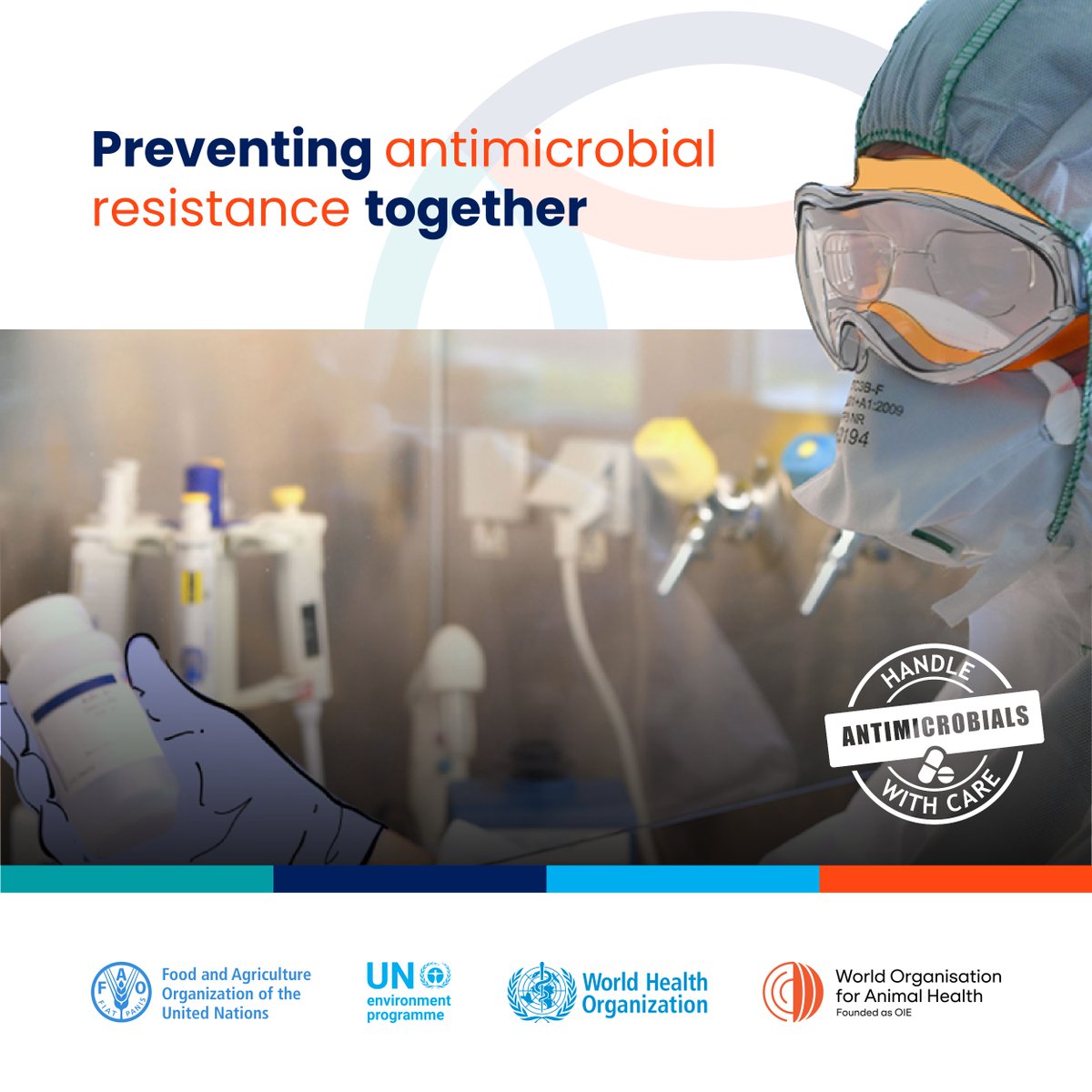 UNEP's tweet photo. #AntimicrobialResistance occurs when bacteria, viruses, fungi, and parasites no longer respond to antimicrobial agents, making antibiotics ineffective.

Discover how to prevent antimicrobial resistance during #WAAW 18-24 Nov: https://t.co/v5ffelxOOD https://t.co/p2wkRDWf9s