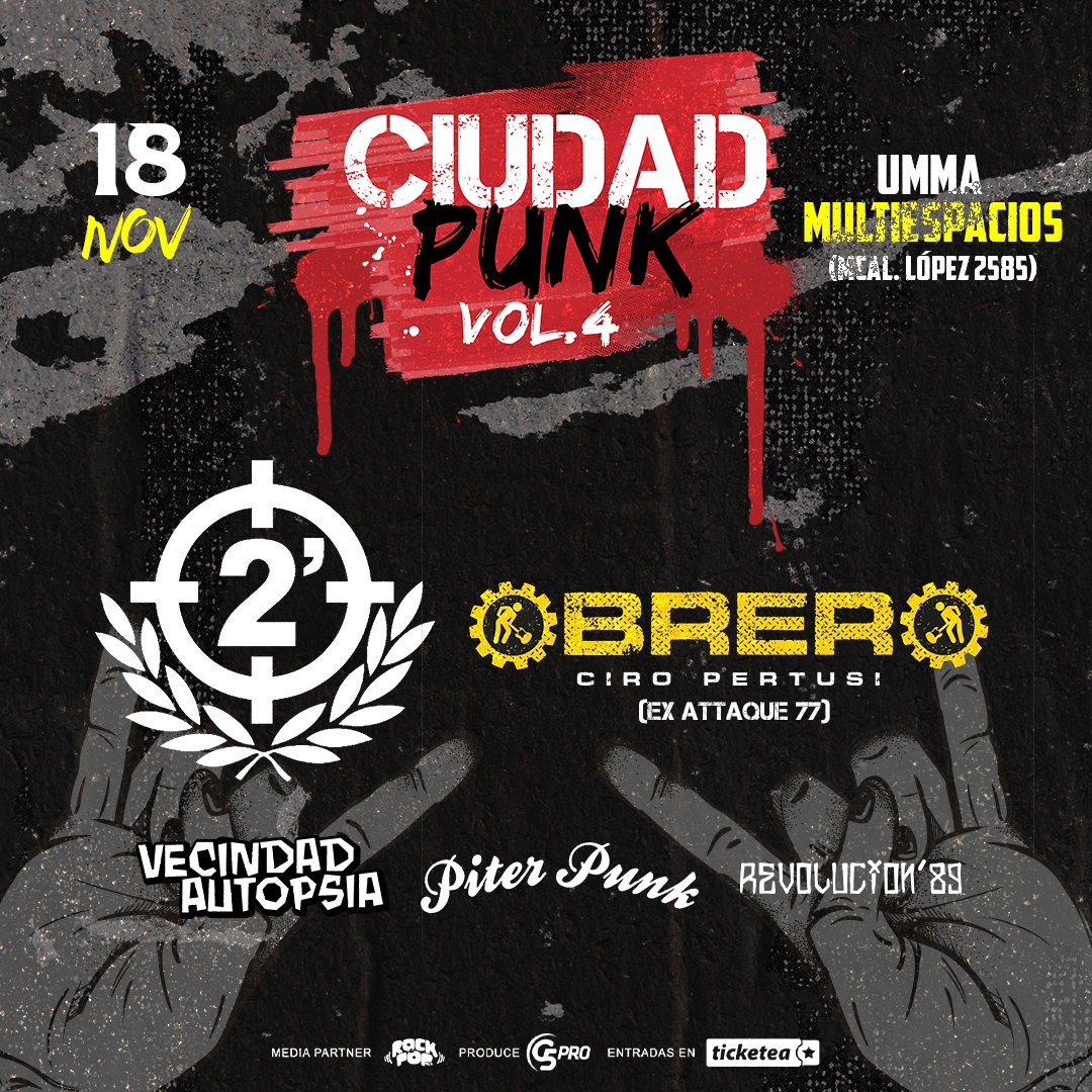 UMMA MultiEspacios será el epicentro del desenfreno punk este sábado🤜💥
Se viene la noche más POTENTE y el cuerpo será la PODEROSA ARMADURA para el POGO DESCOMUNAL que TENDREMOS en CIUDAD PUNK Vol.4🤘⛓️💣💥

🎟️En <a href="/TicketeaPy/">Ticketea Paraguay</a> y vía web en ticketea.com.py/events/ciudad-…
📍Mcal López 2585