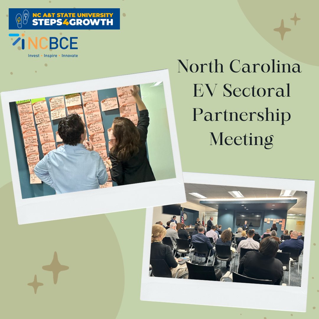 NCBCE's tweet photo. NCBCE and STEPs4GROWTH hosted our first-ever North Carolina EV Sectoral Partnership Meeting last week! It was a great day collaborating with government, industry, education, and other partners. We are excited about the future of #EVSinNC
#CleanEnergyNC #STEPs4GROWTH #S4G https://t.co/Fe6dDMsVOx