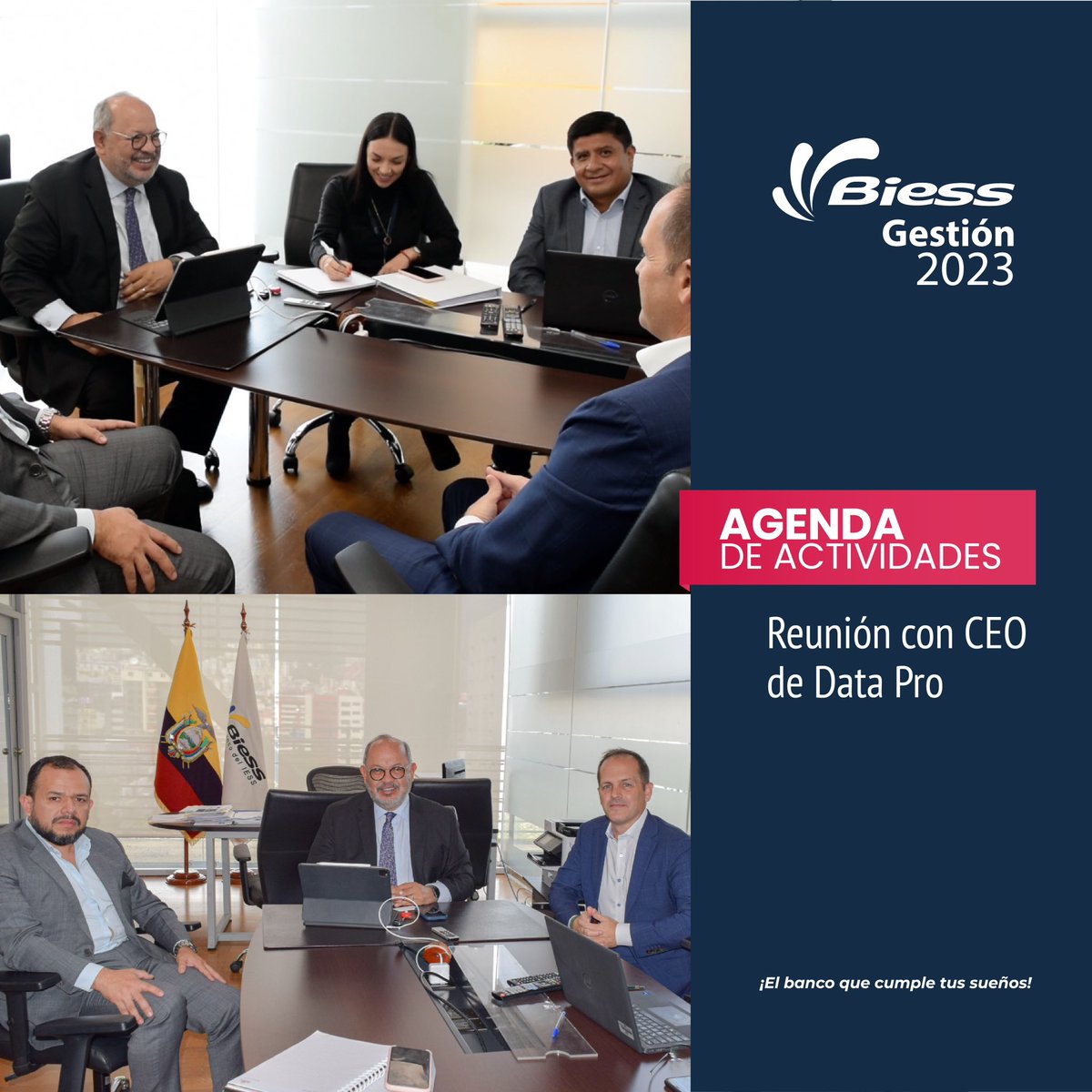 BiessEcuador's tweet image. #BiessATuServicio | Hoy, el Gerente General, Mgs. Jorge Muñoz, se reunió con el CEO de #DataPro a fin de crear  alianzas estratégicas  para garantizar un servicio de calidad en los afiliados, jubilados y pensionistas del Ecuador 🇪🇨.