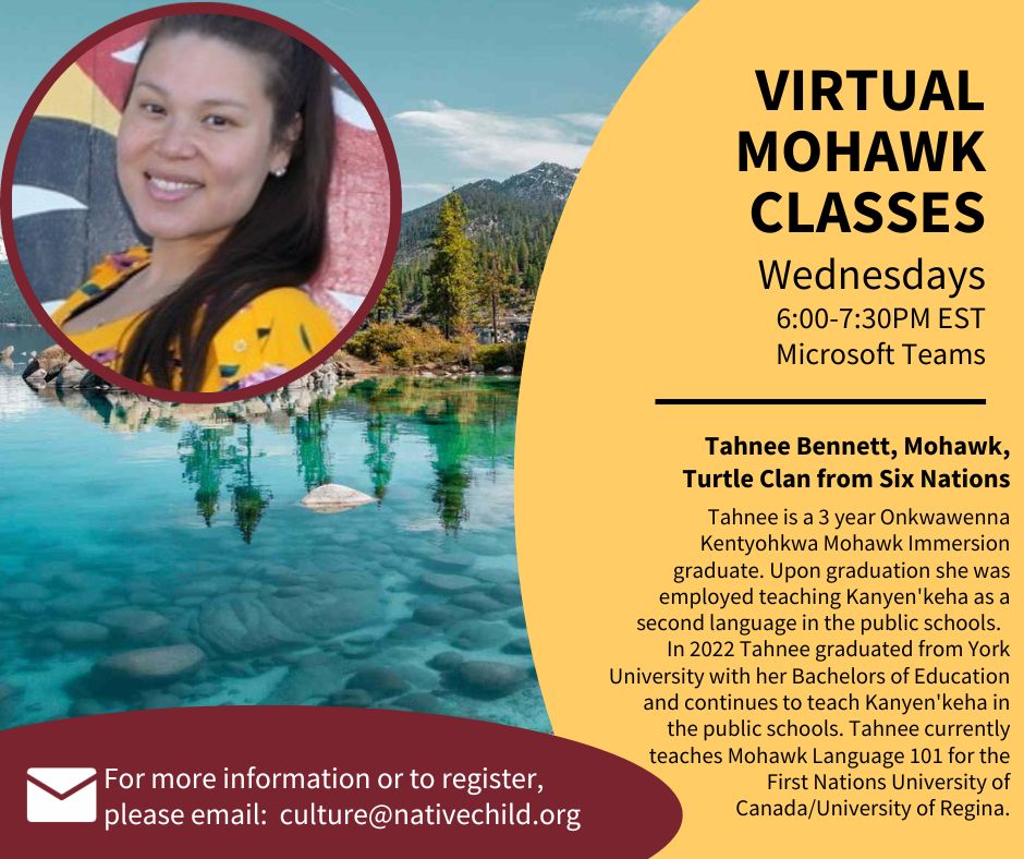 NCFST's tweet image. 🌟🗣️ Calling Language Learners! 🗣️🌟

Join us every Wednesday, 6:00 PM - 7:30 PM EST on Teams for Virtual Language Classes! Learn #Mohawk, #Ojibwe, or #Cree with skilled instructors. Open to all.

For more info, email: culture@nativechild.org

#NCFST #IndigenousLanguages