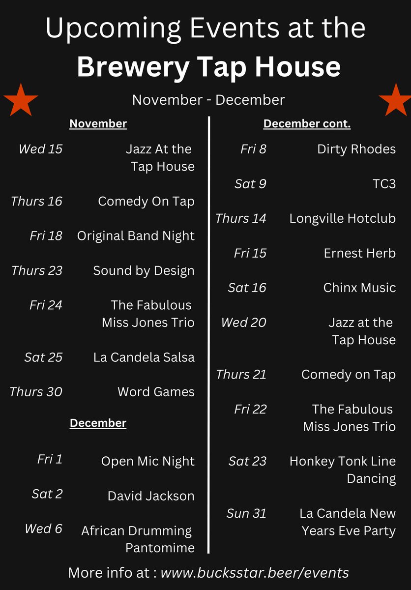 Events in November and December at the Brewery Tap House
#events #miltonkeynes #destinationmk <a href="/DestinationMK/">DestinationMK🎈</a>